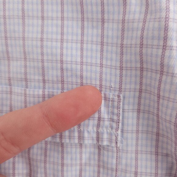 Canali Blue Purple Italy Check All Cotton 15.5 Button Up Luxury Long Sleeve Men - Picture 13 of 16